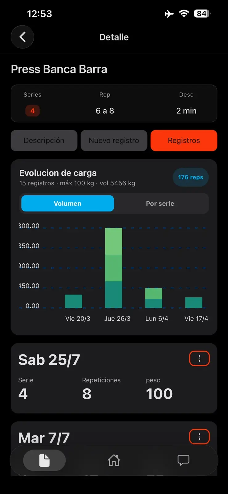 Seguimiento de progreso en la app Muve